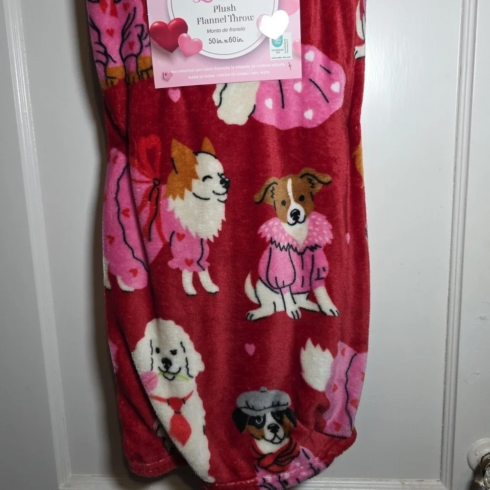 Love Valentine Dogs Plush Flannel Throw‎ Blanket 50
